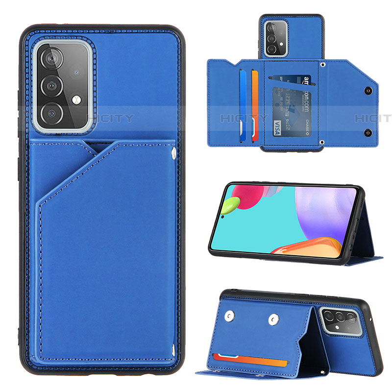 Custodia Lusso Pelle Cover Y04B per Samsung Galaxy A52 4G Blu