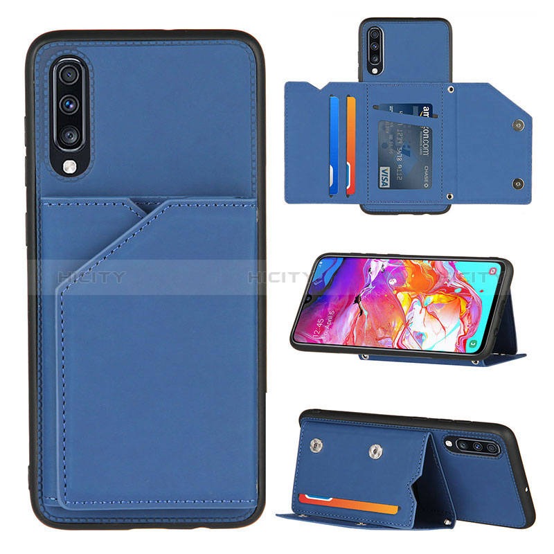 Custodia Lusso Pelle Cover Y04B per Samsung Galaxy A70S Blu