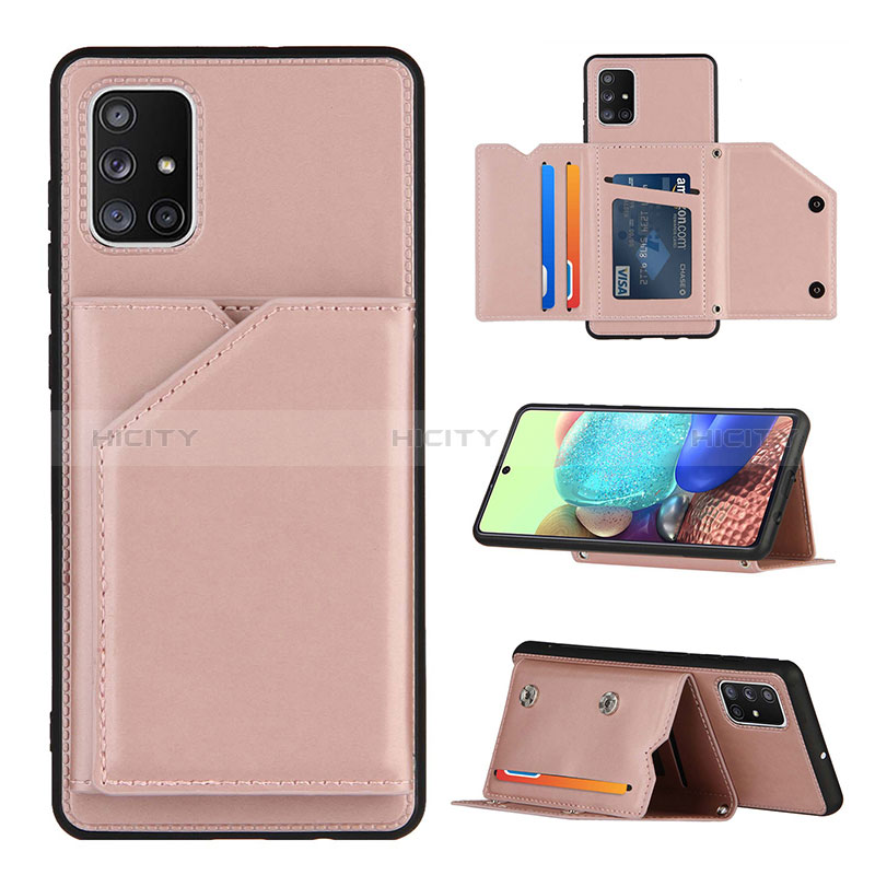 Custodia Lusso Pelle Cover Y04B per Samsung Galaxy A71 5G Oro Rosa