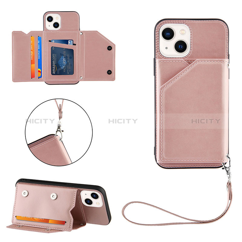 Custodia Lusso Pelle Cover Y06B per Apple iPhone 14 Plus Oro Rosa