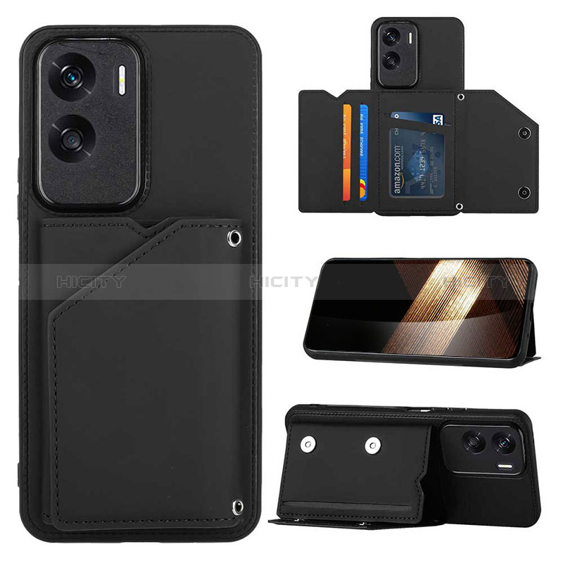 Custodia Lusso Pelle Cover YB1 per Huawei Honor 90 Lite 5G Nero