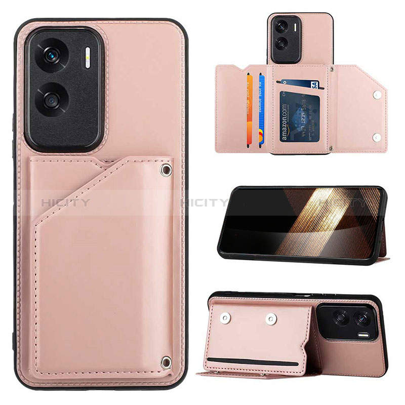 Custodia Lusso Pelle Cover YB1 per Huawei Honor 90 Lite 5G Oro Rosa