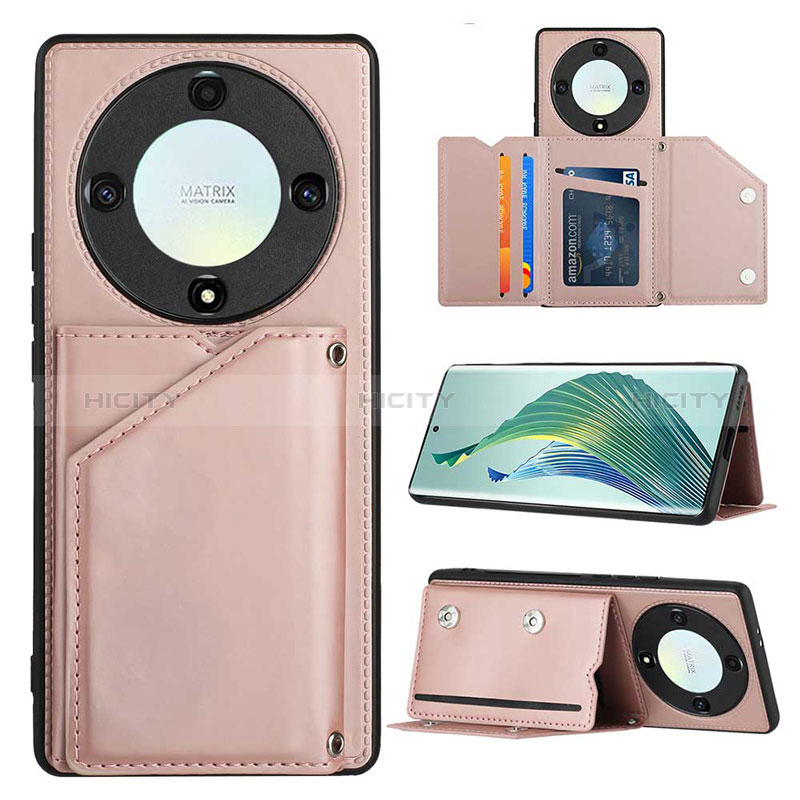 Custodia Lusso Pelle Cover YB1 per Huawei Honor Magic5 Lite 5G Oro Rosa