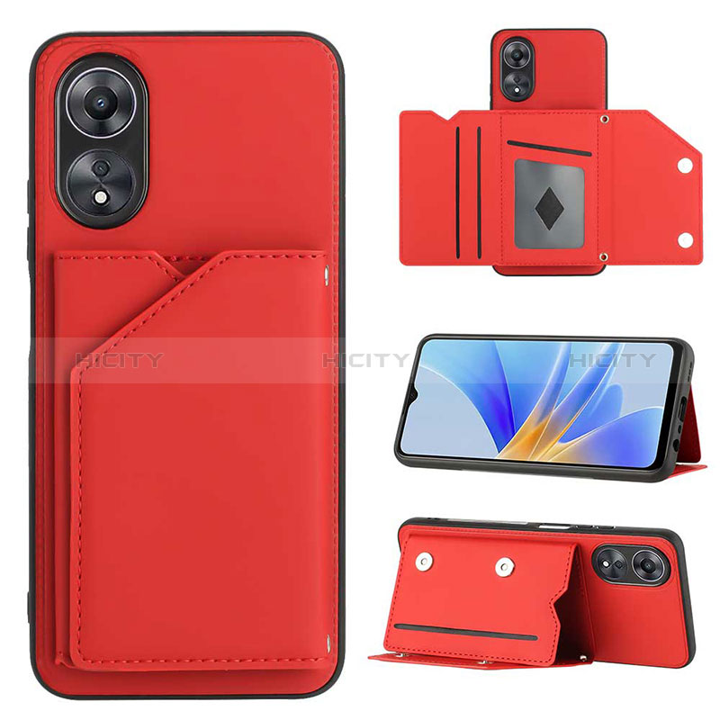 Custodia Lusso Pelle Cover YB1 per Oppo A17 Rosso