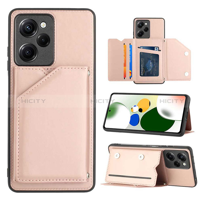 Custodia Lusso Pelle Cover YB1 per Xiaomi Poco X5 Pro 5G Oro Rosa