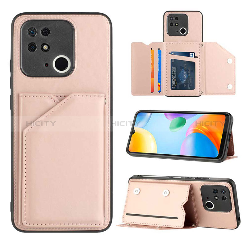 Custodia Lusso Pelle Cover YB1 per Xiaomi Redmi 10 India Oro Rosa