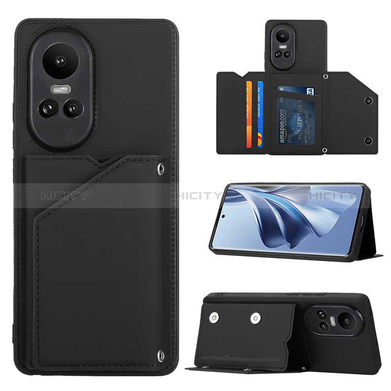 Custodia Lusso Pelle Cover YB2 per Oppo Reno10 Pro 5G Nero