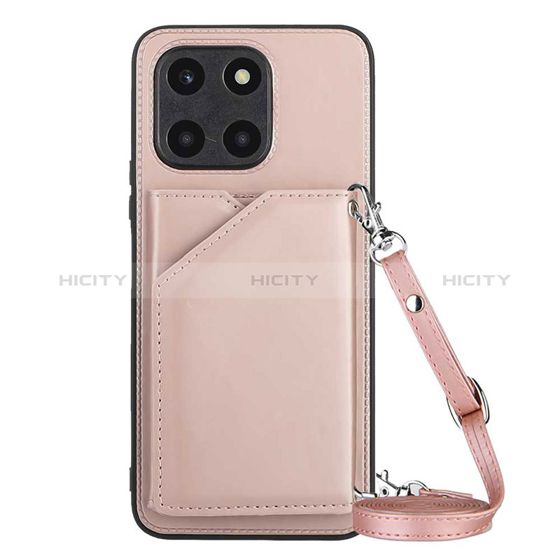 Custodia Lusso Pelle Cover YB3 per Huawei Honor X6a Oro Rosa