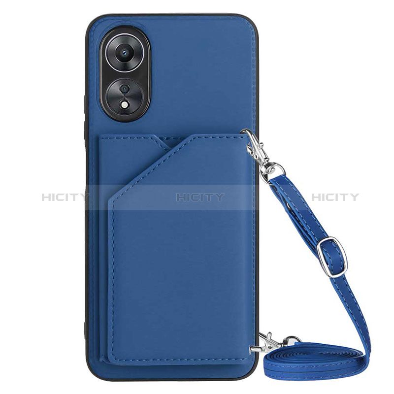 Custodia Lusso Pelle Cover YB3 per Oppo A17 Blu