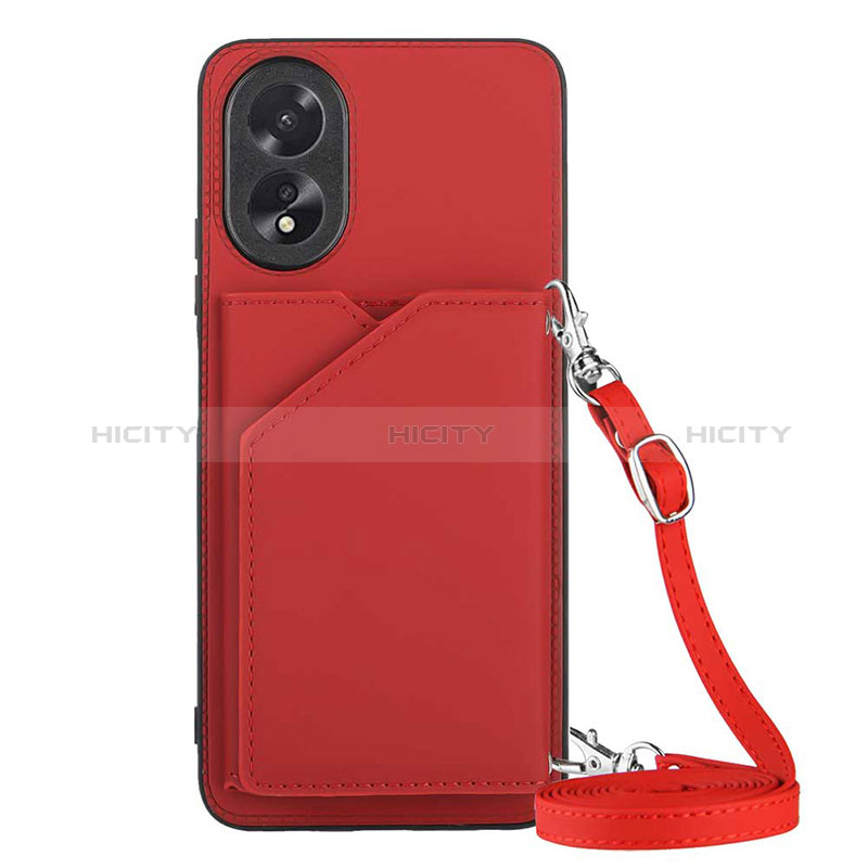 Custodia Lusso Pelle Cover YB3 per Oppo A18 Rosso