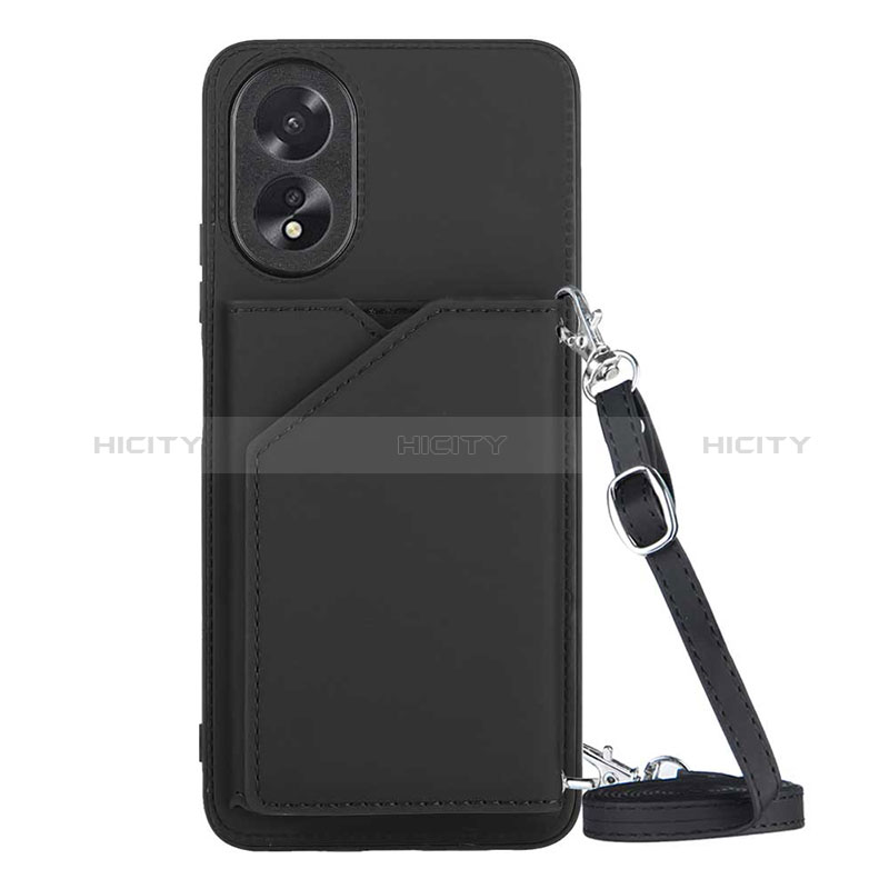 Custodia Lusso Pelle Cover YB3 per Oppo A38 Nero