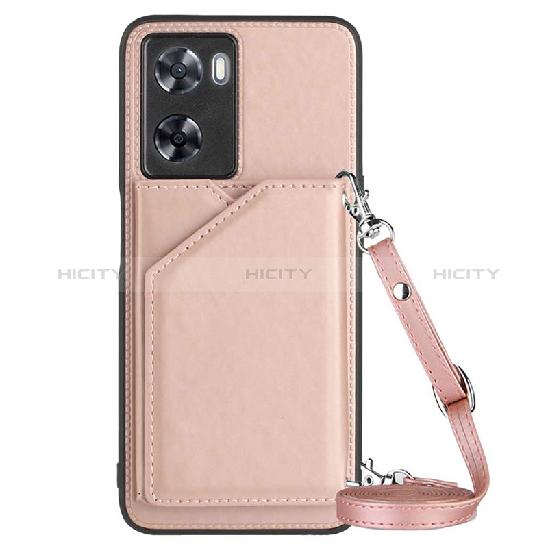 Custodia Lusso Pelle Cover YB3 per Oppo A57 4G Oro Rosa