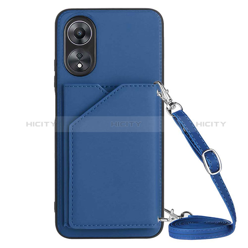 Custodia Lusso Pelle Cover YB3 per Oppo A58 5G Blu