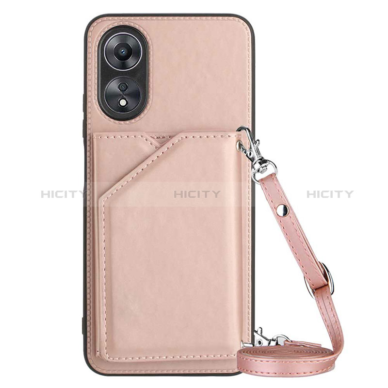 Custodia Lusso Pelle Cover YB3 per Oppo A58 5G Oro Rosa