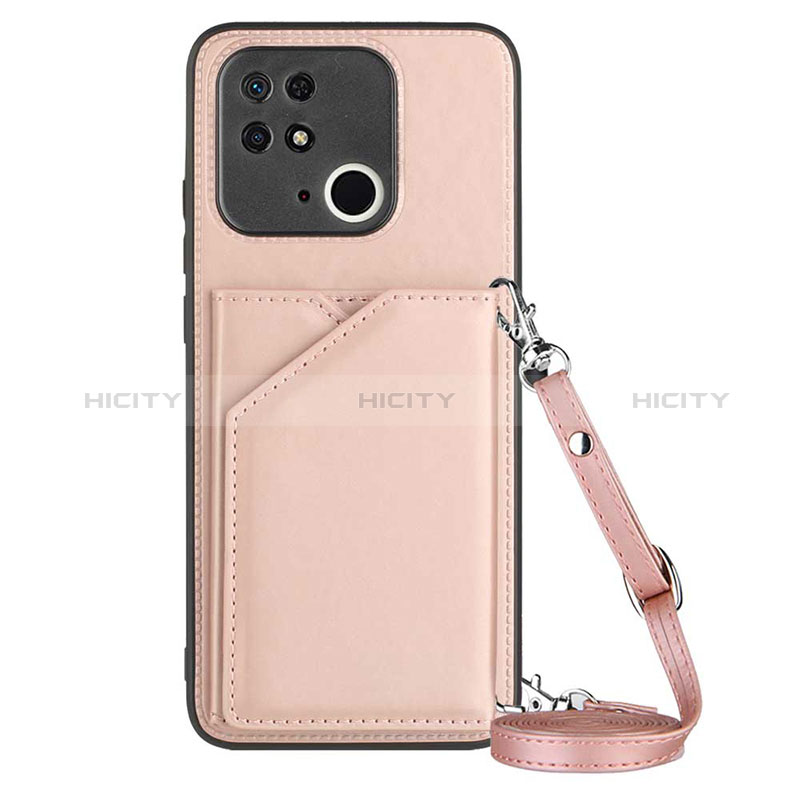 Custodia Lusso Pelle Cover YB3 per Xiaomi Redmi 10 India Oro Rosa