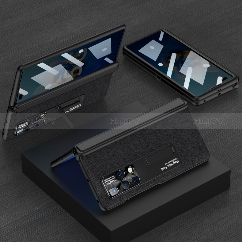 Custodia Lusso Pelle e Plastica Opaca Cover AC2 per Huawei Mate X2 Nero