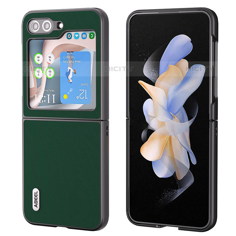 Custodia Lusso Pelle e Plastica Opaca Cover AD2 per Samsung Galaxy Z Flip5 5G Verde