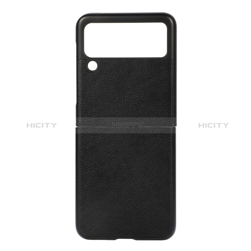 Custodia Lusso Pelle e Plastica Opaca Cover B01 per Samsung Galaxy Z Flip3 5G Nero