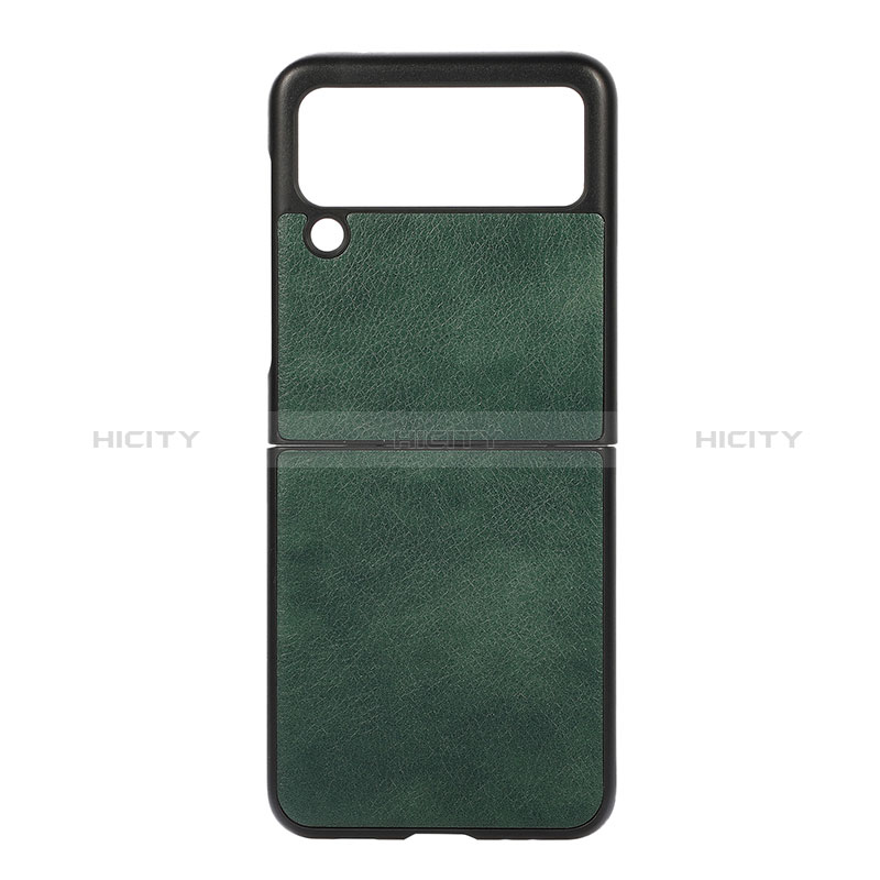 Custodia Lusso Pelle e Plastica Opaca Cover B01 per Samsung Galaxy Z Flip3 5G Verde