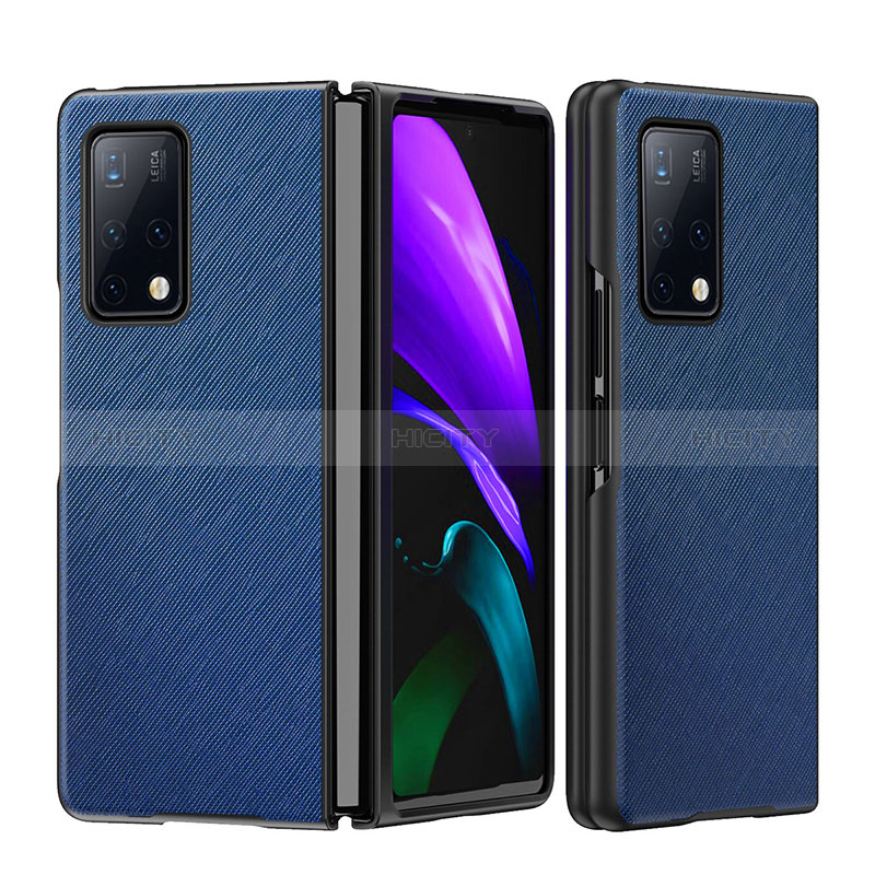 Custodia Lusso Pelle e Plastica Opaca Cover B01H per Huawei Mate X2 Blu