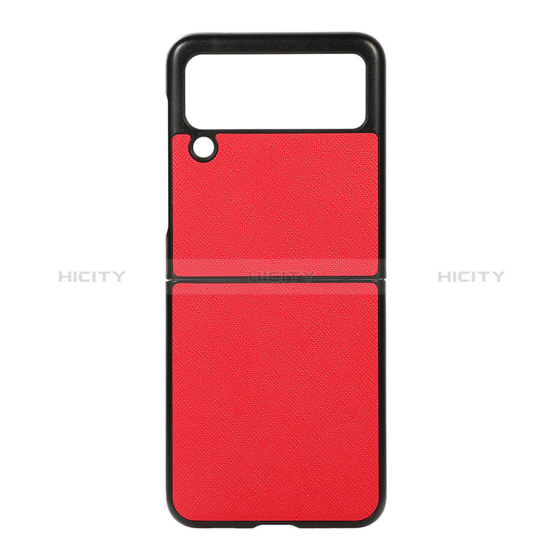 Custodia Lusso Pelle e Plastica Opaca Cover B02 per Samsung Galaxy Z Flip3 5G Rosso