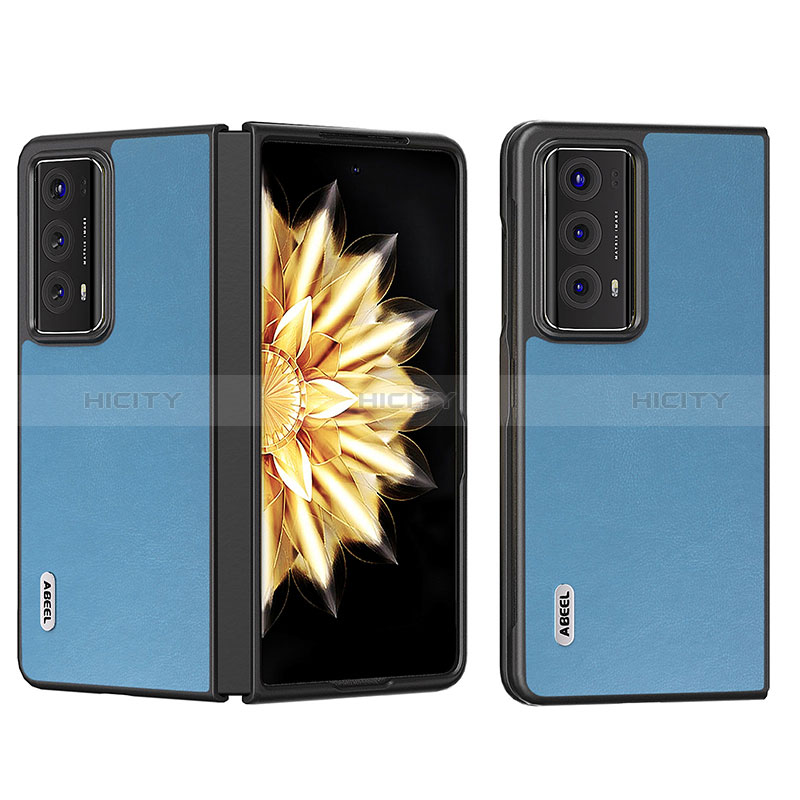 Custodia Lusso Pelle e Plastica Opaca Cover B02H per Huawei Honor Magic V2 Ultimate 5G Blu