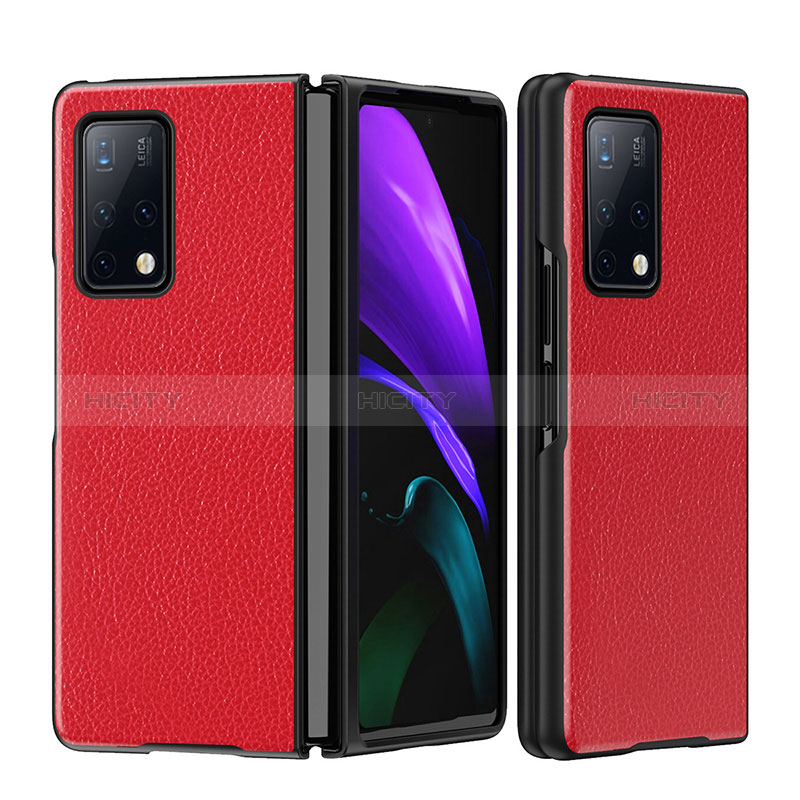 Custodia Lusso Pelle e Plastica Opaca Cover B02H per Huawei Mate X2 Rosso