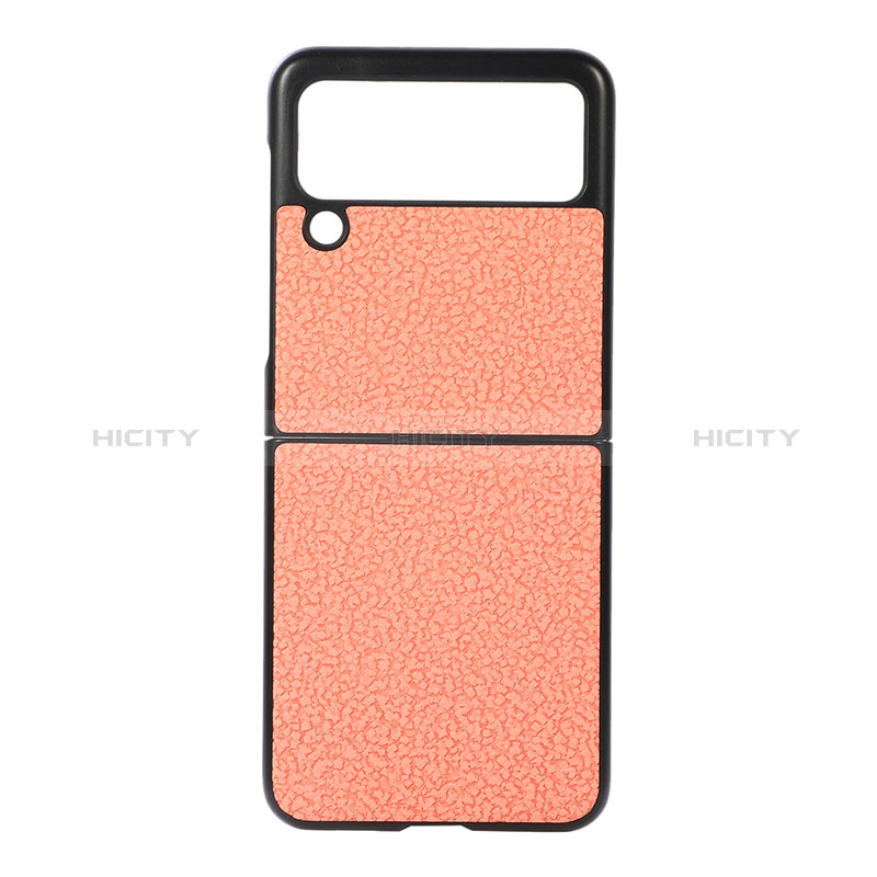 Custodia Lusso Pelle e Plastica Opaca Cover B03 per Samsung Galaxy Z Flip3 5G Arancione