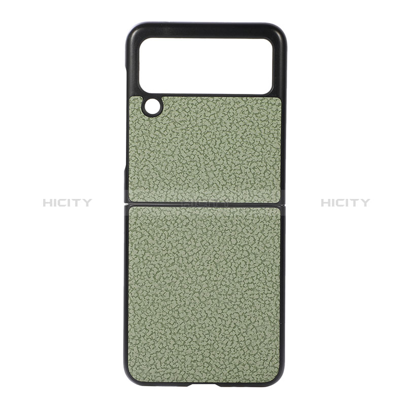 Custodia Lusso Pelle e Plastica Opaca Cover B03 per Samsung Galaxy Z Flip3 5G Verde