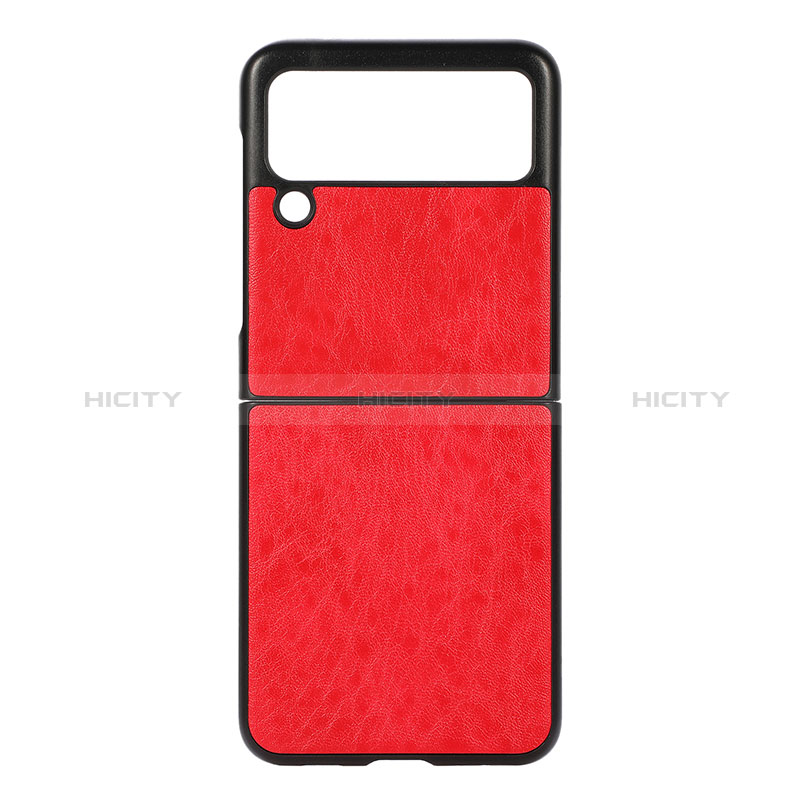 Custodia Lusso Pelle e Plastica Opaca Cover B04 per Samsung Galaxy Z Flip3 5G Rosso