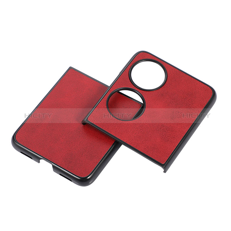 Custodia Lusso Pelle e Plastica Opaca Cover B05H per Huawei Pocket S Rosso