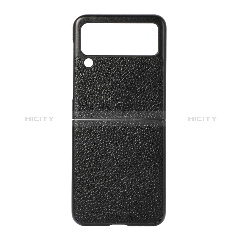 Custodia Lusso Pelle e Plastica Opaca Cover B07 per Samsung Galaxy Z Flip3 5G Nero