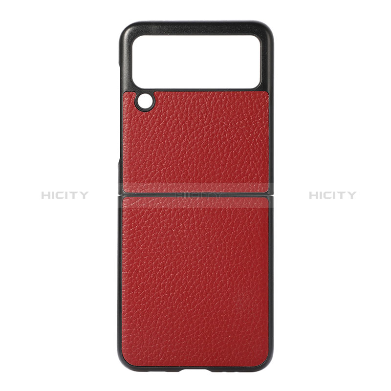 Custodia Lusso Pelle e Plastica Opaca Cover B07 per Samsung Galaxy Z Flip3 5G Rosso