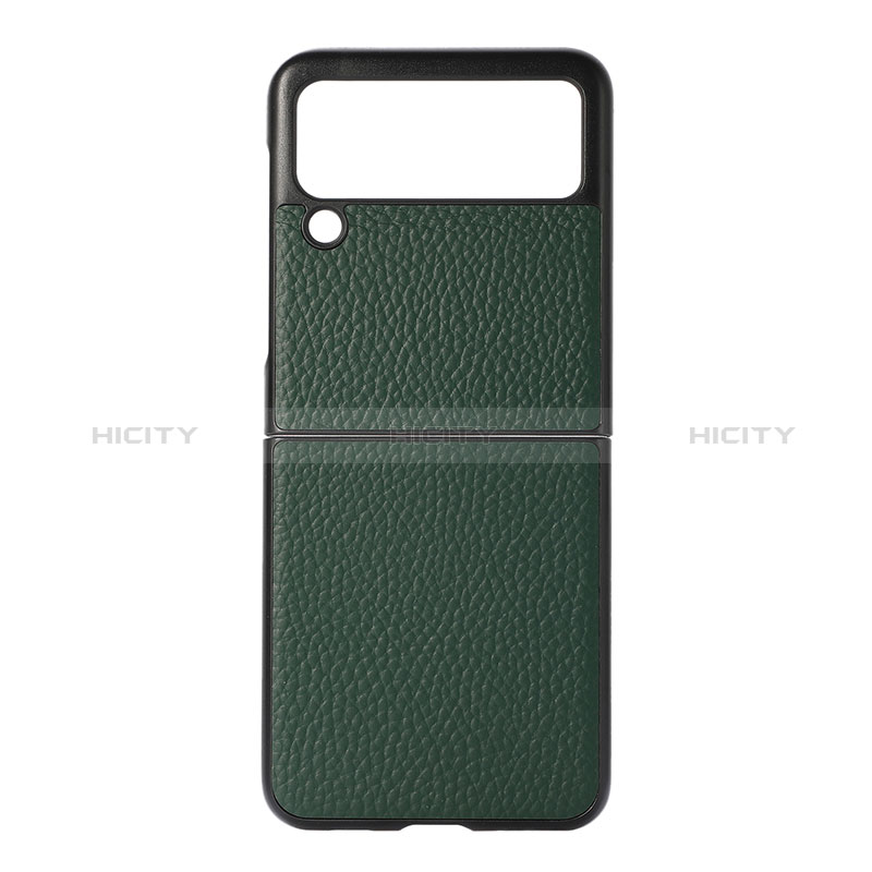 Custodia Lusso Pelle e Plastica Opaca Cover B07 per Samsung Galaxy Z Flip3 5G Verde