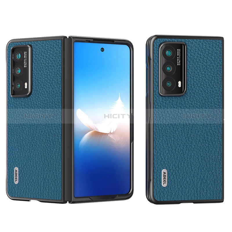 Custodia Lusso Pelle e Plastica Opaca Cover B17H per Huawei Honor Magic Vs2 5G Blu