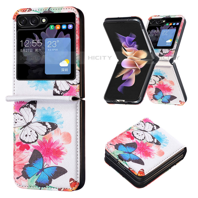 Custodia Lusso Pelle e Plastica Opaca Cover BF1 per Samsung Galaxy Z Flip5 5G Colorato