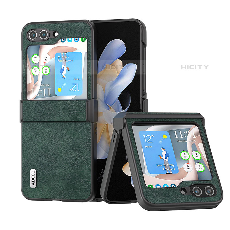 Custodia Lusso Pelle e Plastica Opaca Cover BH1 per Samsung Galaxy Z Flip5 5G Verde