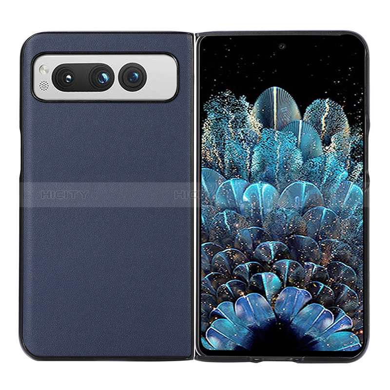 Custodia Lusso Pelle e Plastica Opaca Cover BH2 per Google Pixel Fold 5G Blu