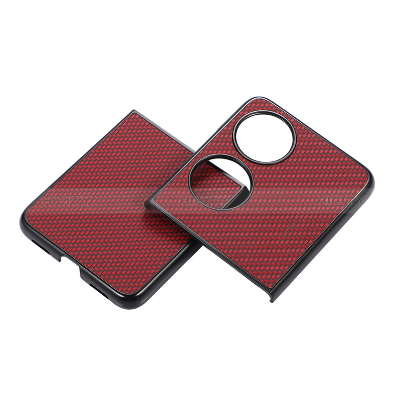 Custodia Lusso Pelle e Plastica Opaca Cover BH3 per Huawei P50 Pocket Rosso