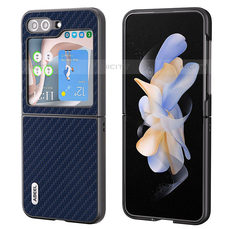 Custodia Lusso Pelle e Plastica Opaca Cover BH3 per Samsung Galaxy Z Flip5 5G Blu