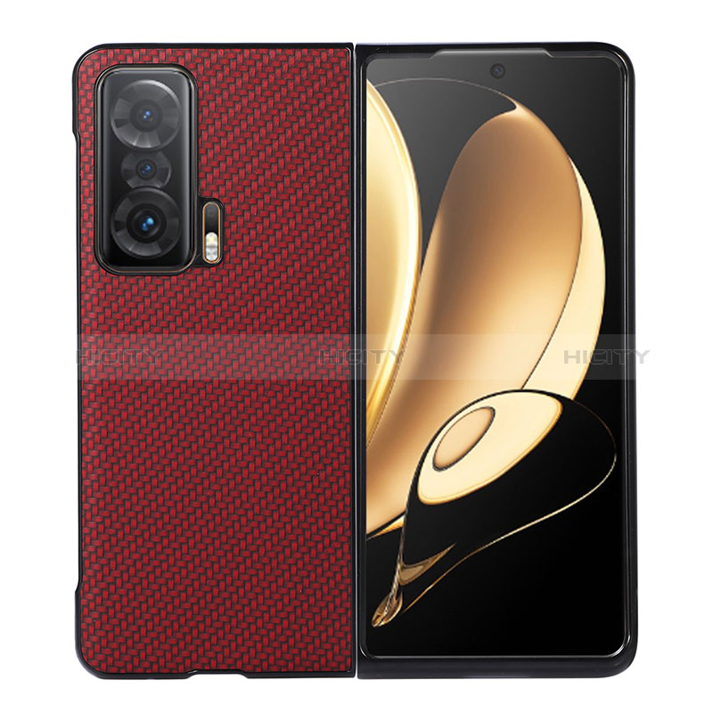 Custodia Lusso Pelle e Plastica Opaca Cover BH4 per Huawei Honor Magic V 5G Rosso