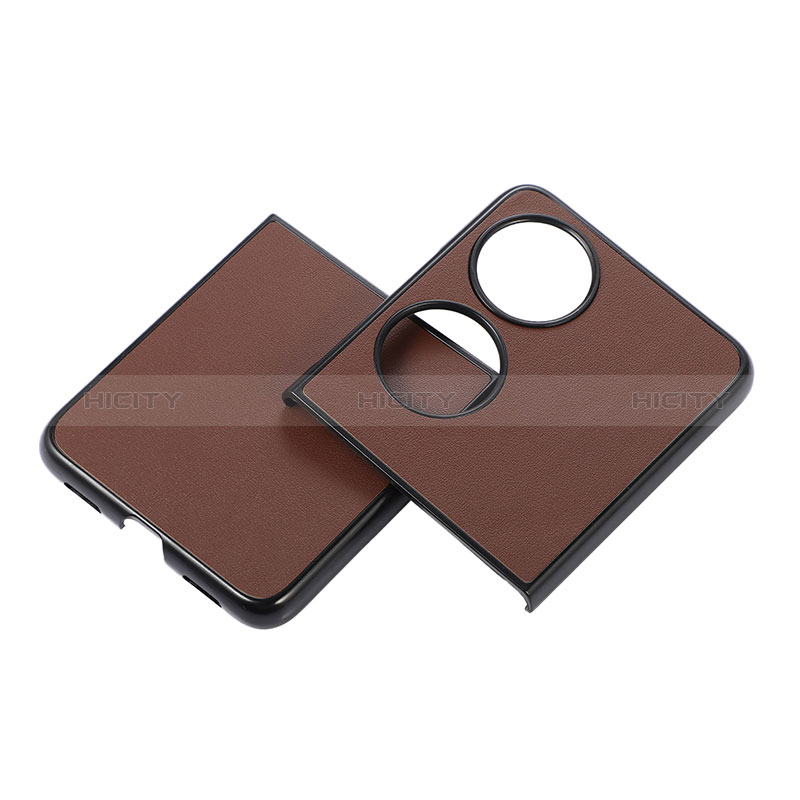 Custodia Lusso Pelle e Plastica Opaca Cover BH5 per Huawei P60 Pocket Marrone