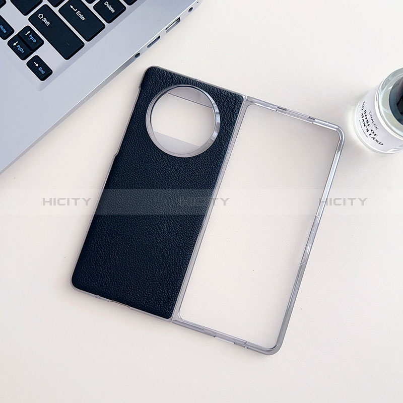 Custodia Lusso Pelle e Plastica Opaca Cover BH8 per Huawei Mate X3 Nero