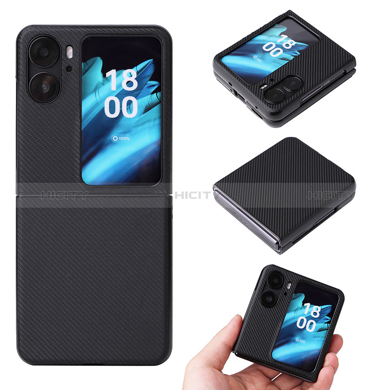 Custodia Lusso Pelle e Plastica Opaca Cover BY1 per Oppo Find N2 Flip 5G