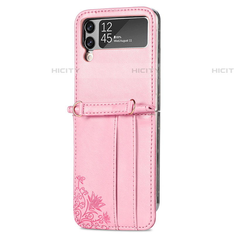 Custodia Lusso Pelle e Plastica Opaca Cover C01 per Samsung Galaxy Z Flip4 5G Oro Rosa