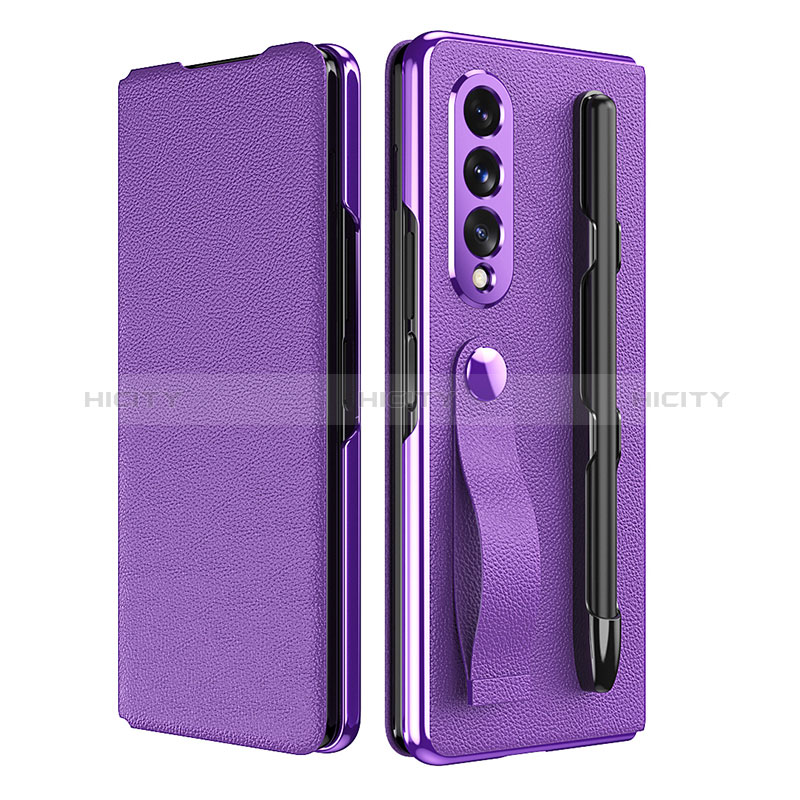 Custodia Lusso Pelle e Plastica Opaca Cover C06 per Samsung Galaxy Z Fold3 5G Viola