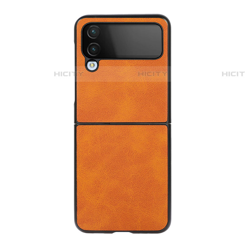 Custodia Lusso Pelle e Plastica Opaca Cover C07 per Samsung Galaxy Z Flip4 5G Arancione