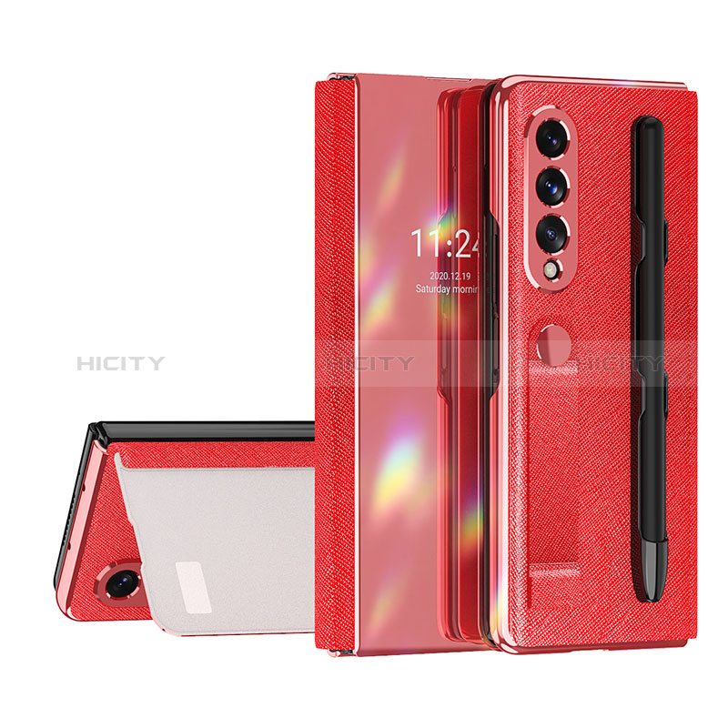 Custodia Lusso Pelle e Plastica Opaca Cover C07 per Samsung Galaxy Z Fold3 5G Rosso