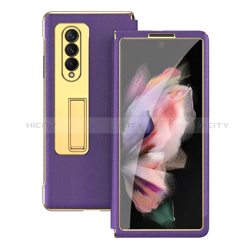 Custodia Lusso Pelle e Plastica Opaca Cover C08 per Samsung Galaxy Z Fold3 5G Viola