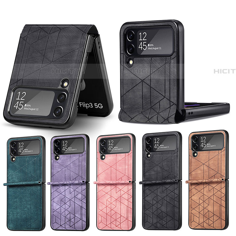 Custodia Lusso Pelle e Plastica Opaca Cover H01 per Samsung Galaxy Z Flip4 5G